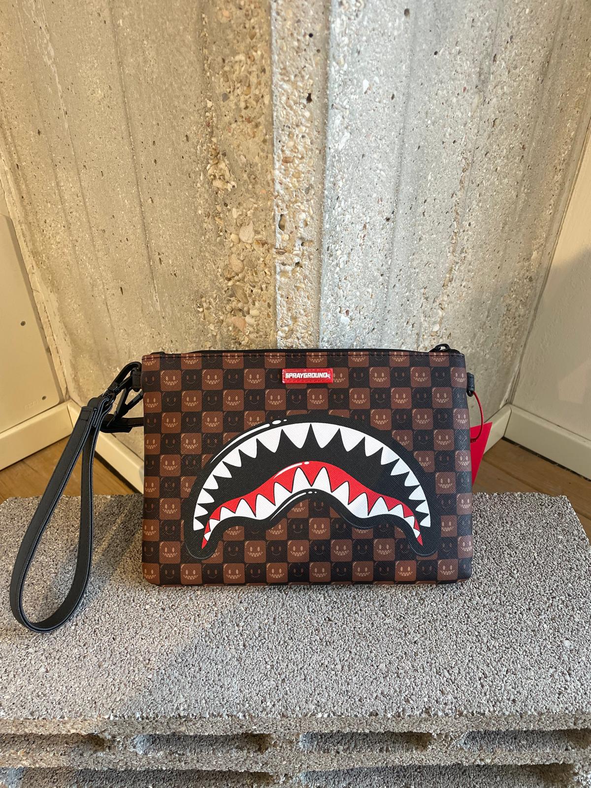 SHARKS IN PARIS WTF BUBBLE BROWN CHECK CROSSOVER CLUTCH