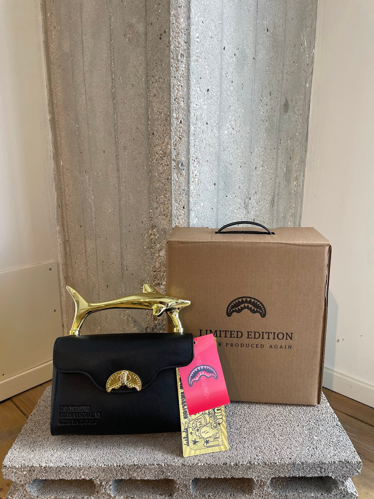 BLACKED OUT EMBOSSED GOLDSHARK HANDBAG