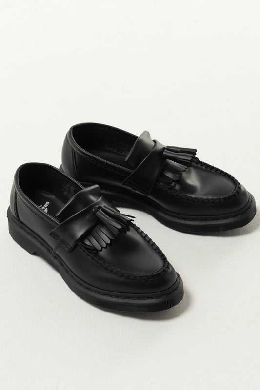 Adrian Mono Black Leather Tassel Loafers
