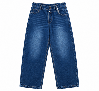 Overlap Embroidered Pocket Jeans
