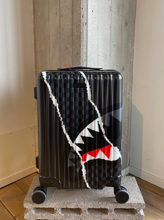 CENTER RIP REVEALING GRAY CHECK CARRY-ON LUGGAGE