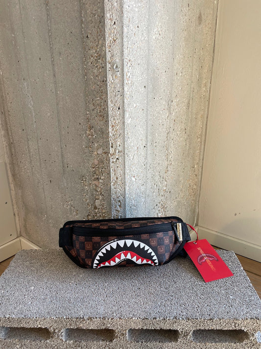 SHARKS IN PARIS WTF BUBBLE BROWN CHECK CROSSBODY
