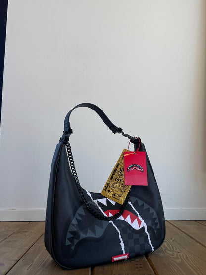 CENTER RIP REVEALING GRAY CHECK HANDBAG