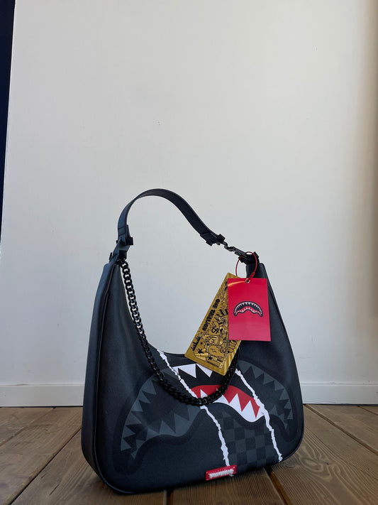CENTER RIP REVEALING GRAY CHECK HANDBAG