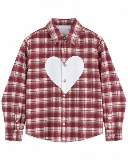 Heart Plaid Flannel Shirt