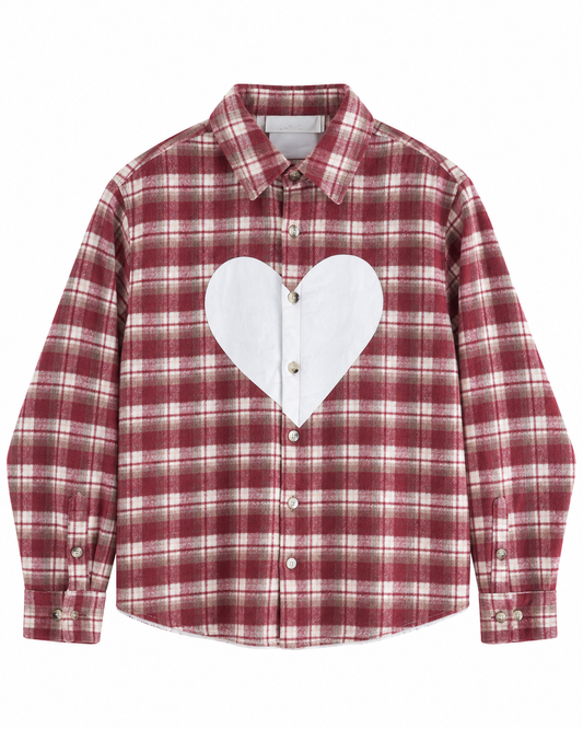 Heart Plaid Flannel Shirt