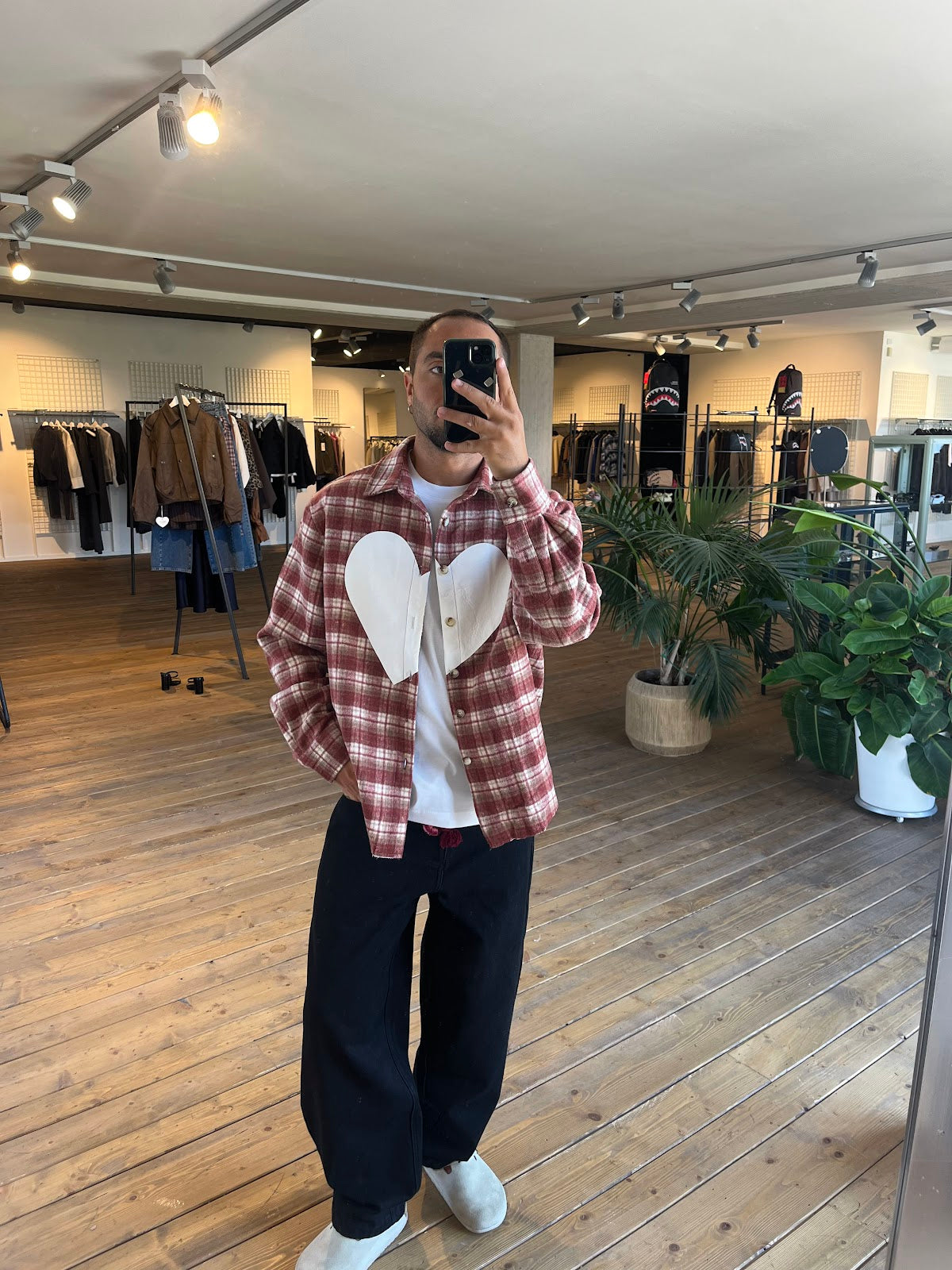 Heart Plaid Flannel Shirt