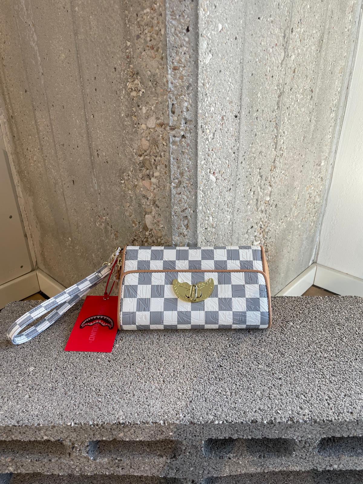 Embossed Cream Check Clutch