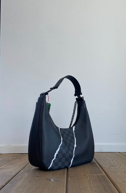 CENTER RIP REVEALING GRAY CHECK HANDBAG