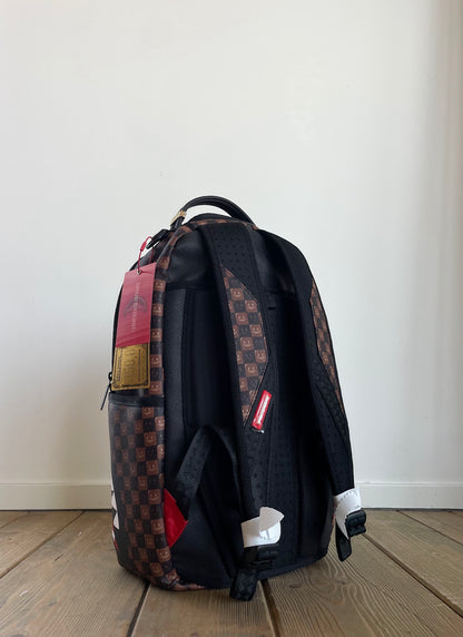 SHARKS IN PARIS WTF BUBBLE BROWN CHECK BACKPACK