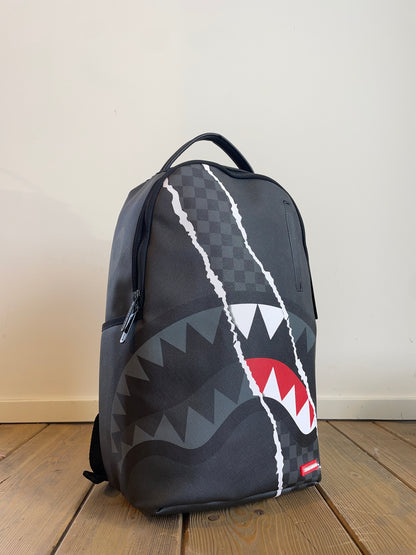 Center Rip Revealing Gray Check Backpack