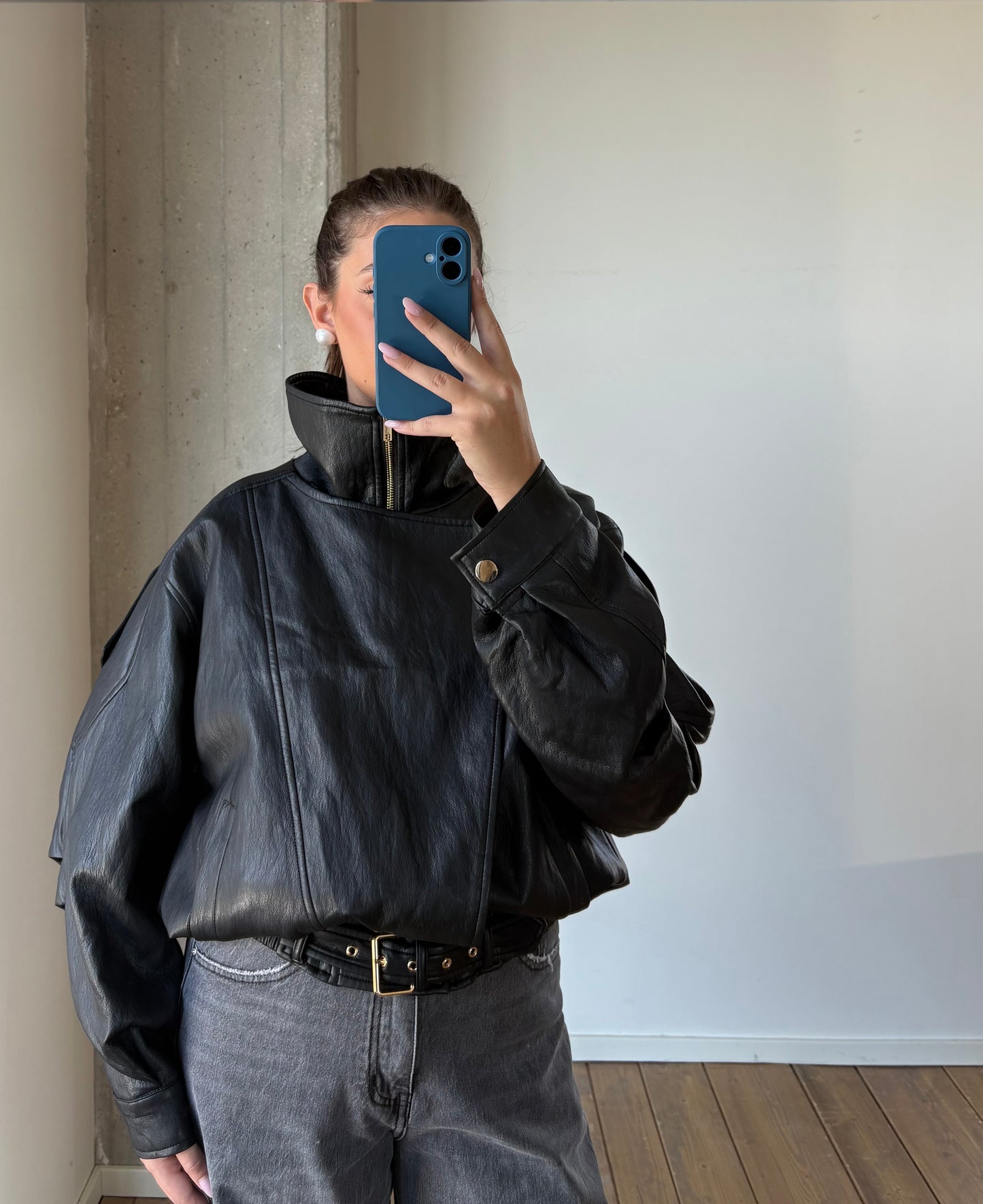 Bomber in ecopelle